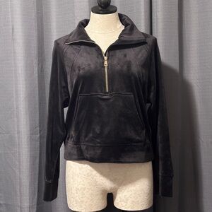 TRUTH By Republic Womens S/P Velvet Jacket Black Long Sleeve Track Velour Hoodie